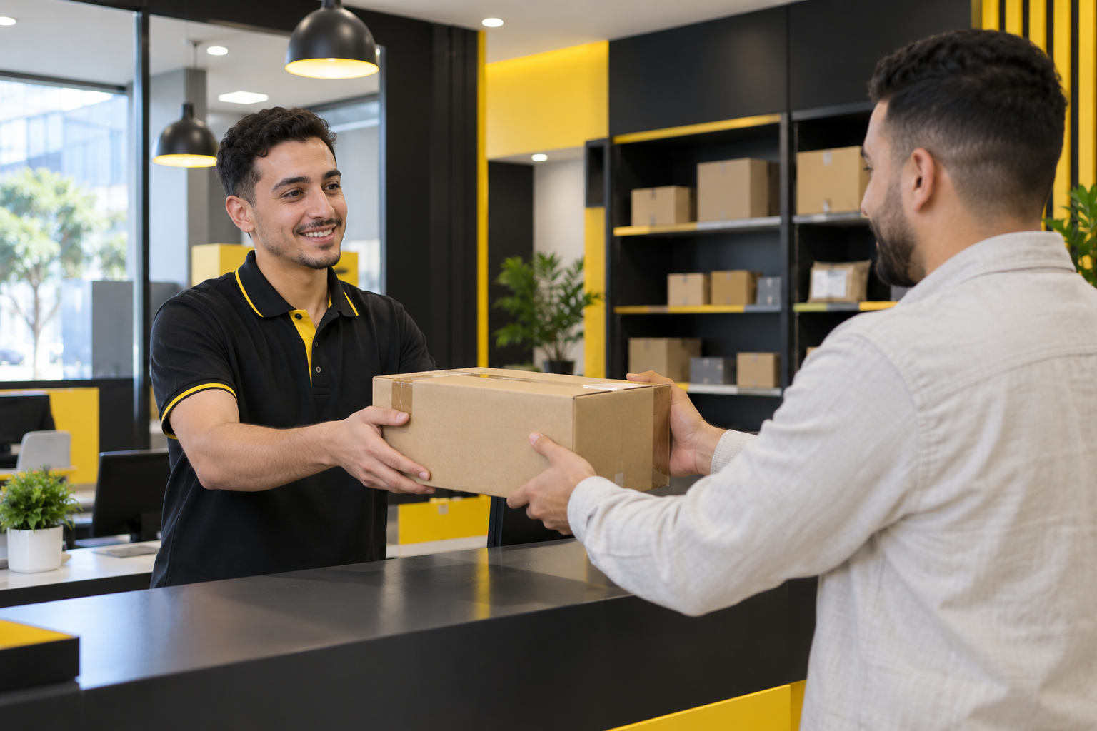 فريق Yattir Express يجهز الطرود داخل فرع حديث